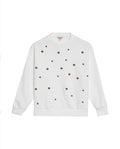 Women's Studded Oversized Crew Neck Sweatshirt in Cotton-Polyester Blend, Plaza - 3