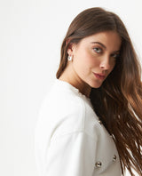 Women's Studded Oversized Crew Neck Sweatshirt in Cotton-Polyester Blend, Plaza - 6