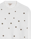 Women's Studded Oversized Crew Neck Sweatshirt in Cotton-Polyester Blend, Plaza - 7