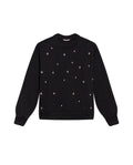 Women's Studded Oversized Crew Neck Sweatshirt in Cotton-Polyester Blend, Plaza - 3