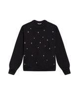Women's Studded Oversized Crew Neck Sweatshirt in Cotton-Polyester Blend, Plaza - 3