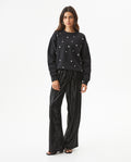 Women's Studded Oversized Crew Neck Sweatshirt in Cotton-Polyester Blend, Plaza - 2