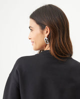 Women's Studded Oversized Crew Neck Sweatshirt in Cotton-Polyester Blend, Plaza - 6