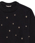 Women's Studded Oversized Crew Neck Sweatshirt in Cotton-Polyester Blend, Plaza - 7