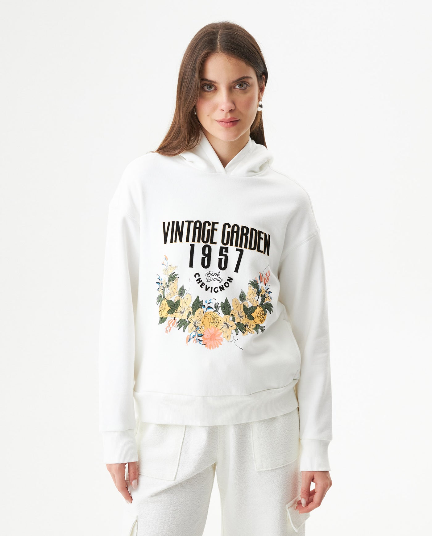 Women´s Flock-Print Hoodie - Raw 63_789G006_CRU110606_0