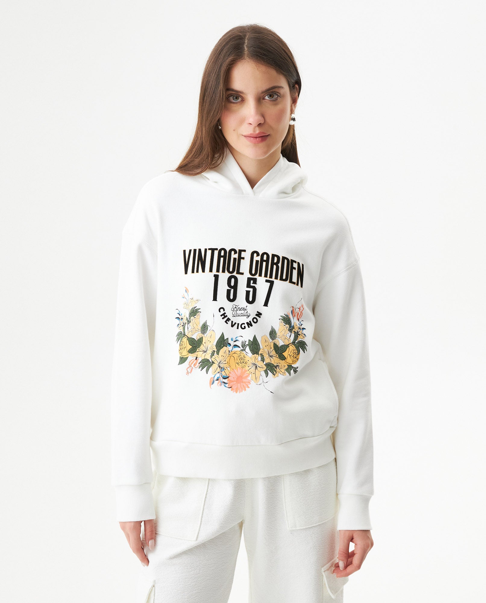 Women´s Flock-Print Hoodie - Raw 63_789G006_CRU110606_0