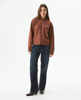Women's Contrast Heart Embroidered Hooded Sweatshirt in Polyester Stretch Blend, Festive - 3