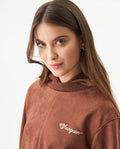 Women's Contrast Heart Embroidered Hooded Sweatshirt in Polyester Stretch Blend, Festive - 4