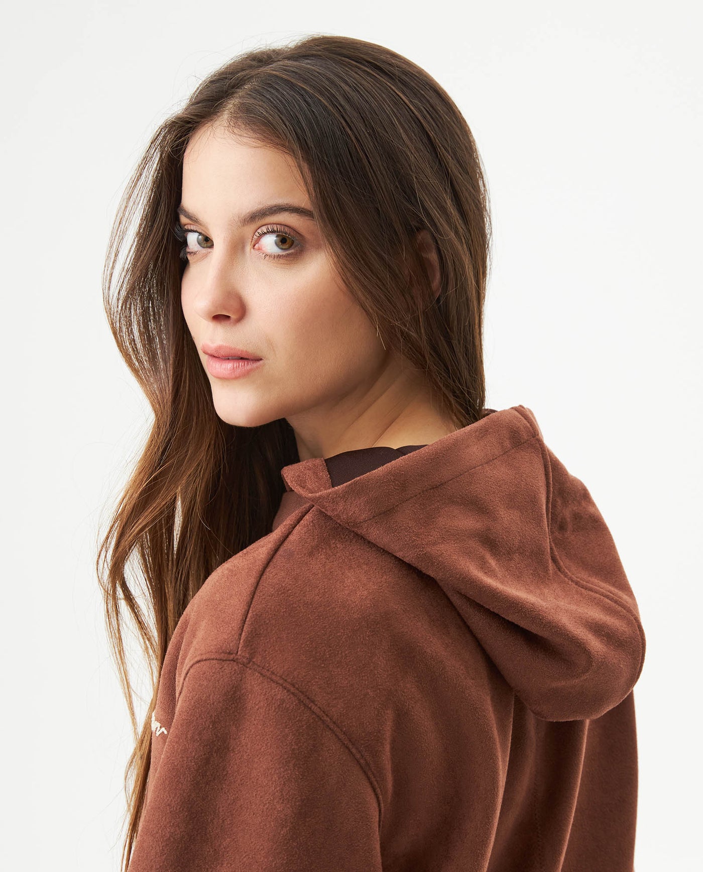 Women's Contrast Heart Embroidered Hooded Sweatshirt in Polyester Stretch Blend, Festive - 6