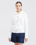 Women's Oversized Half-Button High Neck Sweater with Metal Chevignon Plate in Acrylic-Nylon - 1