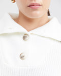Women's Oversized Half-Button High Neck Sweater with Metal Chevignon Plate in Acrylic-Nylon - 2
