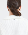 Women's Oversized Half-Button High Neck Sweater with Metal Chevignon Plate in Acrylic-Nylon - 5
