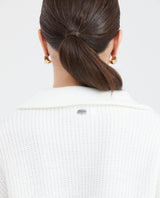 Women's Oversized Half-Button High Neck Sweater with Metal Chevignon Plate in Acrylic-Nylon - 5