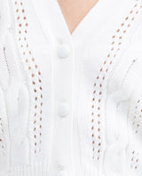 Women's Cropped V-Neck Cardigan with Angora-Effect Knit and Metal Plate in Mixed Fibers - 2