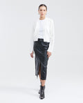 Women's Cropped V-Neck Cardigan with Angora-Effect Knit and Metal Plate in Mixed Fibers - 7