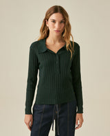 Womens Sweater Knit Straight Silhouette Viscose Blend - Dark Green 63_791H000_VER195406_0