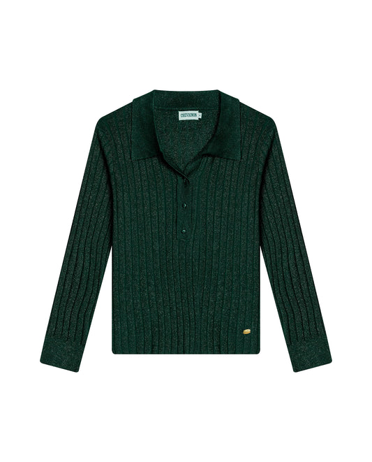 Womens Sweater Knit Straight Silhouette Viscose Blend - Dark Green 63_791H000_VER195406_3