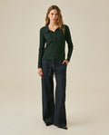 Womens Sweater Knit Straight Silhouette Viscose Blend - Dark Green 63_791H000_VER195406_4