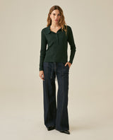 Womens Sweater Knit Straight Silhouette Viscose Blend - Dark Green 63_791H000_VER195406_4