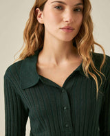 Womens Sweater Knit Straight Silhouette Viscose Blend - Dark Green 63_791H000_VER195406_5