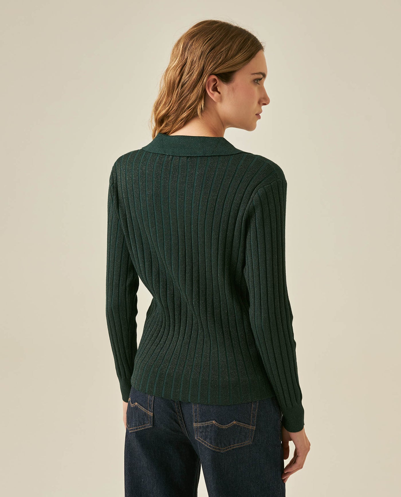 Womens Sweater Knit Straight Silhouette Viscose Blend - Dark Green 63_791H000_VER195406_6