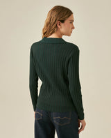 Womens Sweater Knit Straight Silhouette Viscose Blend - Dark Green 63_791H000_VER195406_6