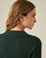 Womens Sweater Knit Straight Silhouette Viscose Blend - Dark Green 63_791H000_VER195406_7