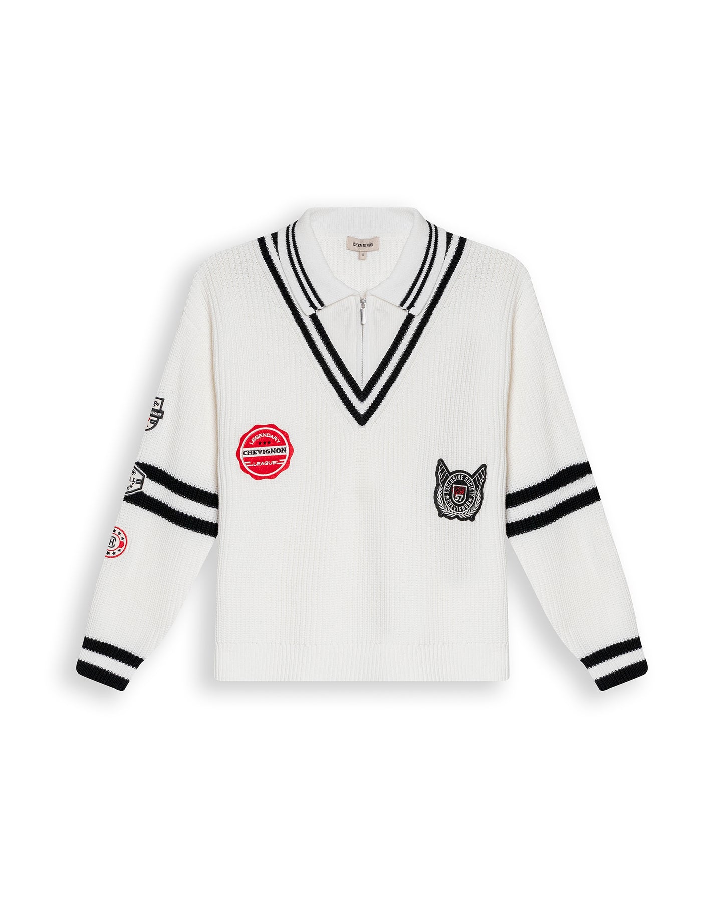 Womens Sweater Knit English Stitch Bomber Silhouette Cotton Varsity Appliqués - Raw 63_791H001_CRU110103_3