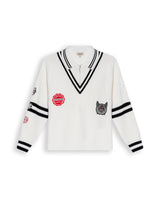 Womens Sweater Knit English Stitch Bomber Silhouette Cotton Varsity Appliqués - Raw 63_791H001_CRU110103_3