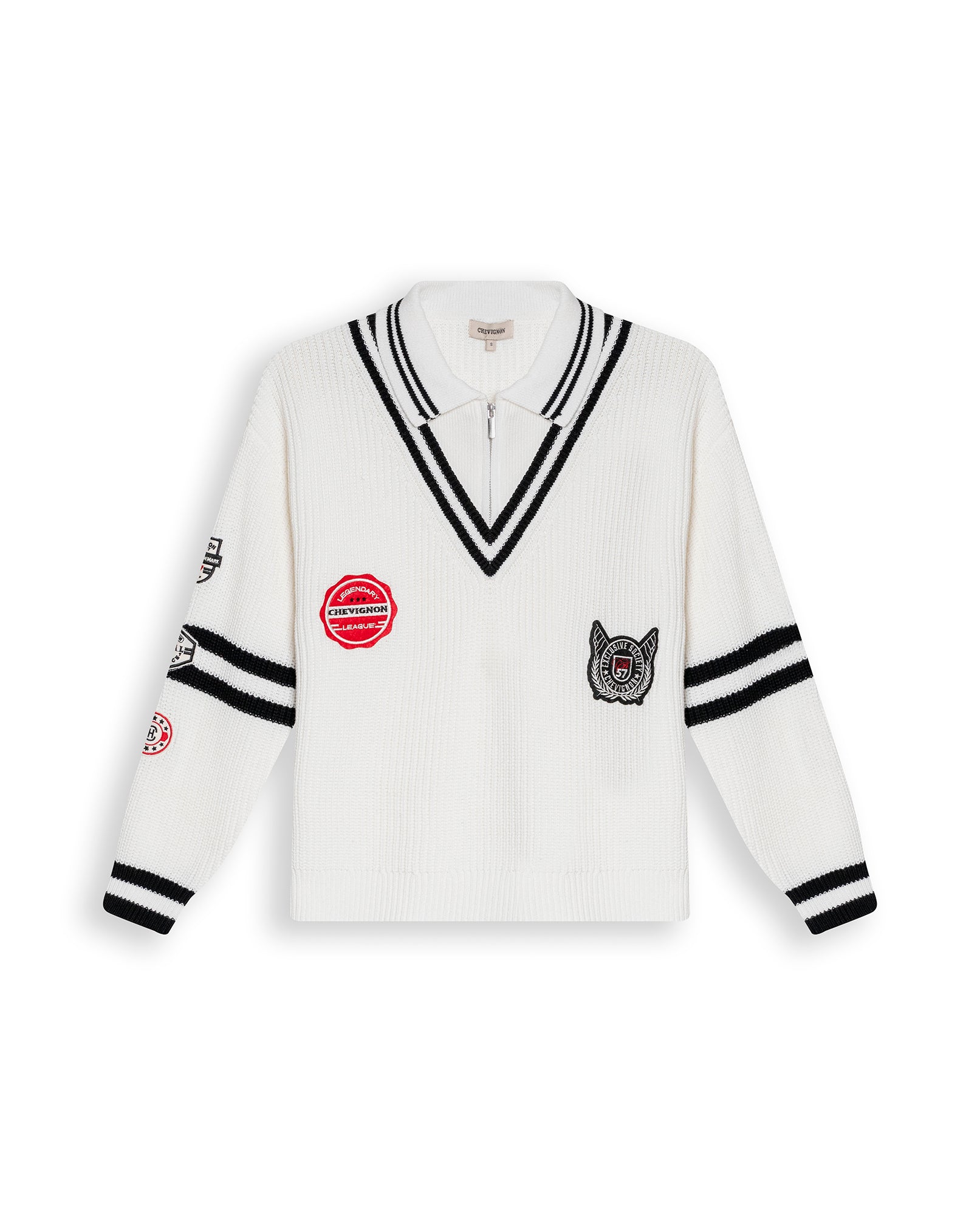 Womens Sweater Knit English Stitch Bomber Silhouette Cotton Varsity Appliqués - Raw 63_791H001_CRU110103_3