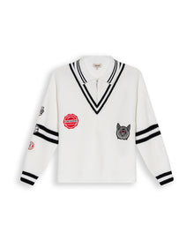 Womens Sweater Knit English Stitch Bomber Silhouette Cotton Varsity Appliqués - Raw 63_791H001_CRU110103_3