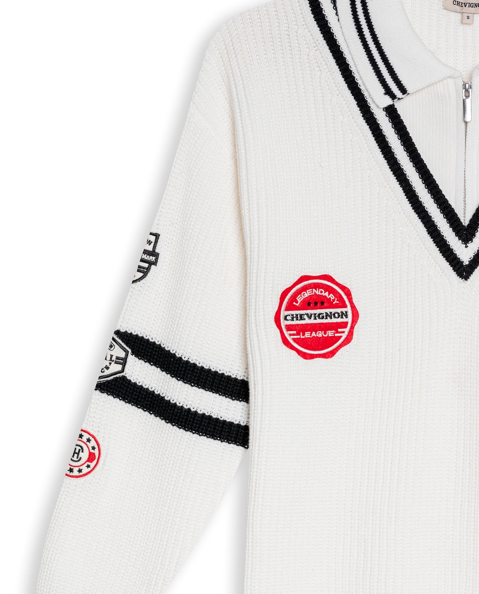 Womens Sweater Knit English Stitch Bomber Silhouette Cotton Varsity Appliqués - Raw 63_791H001_CRU110103_8