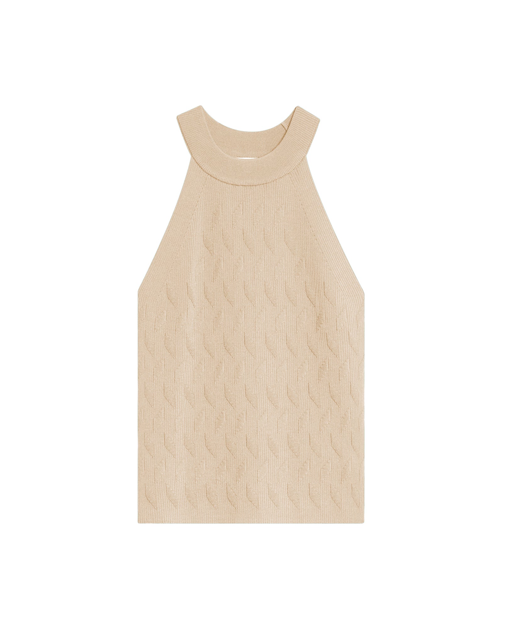 Womens Top Knit Mini Channel Halter Neck Viscose Blend - Raw 63_791H002_CRU110103_3