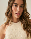 Womens Top Knit Mini Channel Halter Neck Viscose Blend - Raw 63_791H002_CRU110103_5