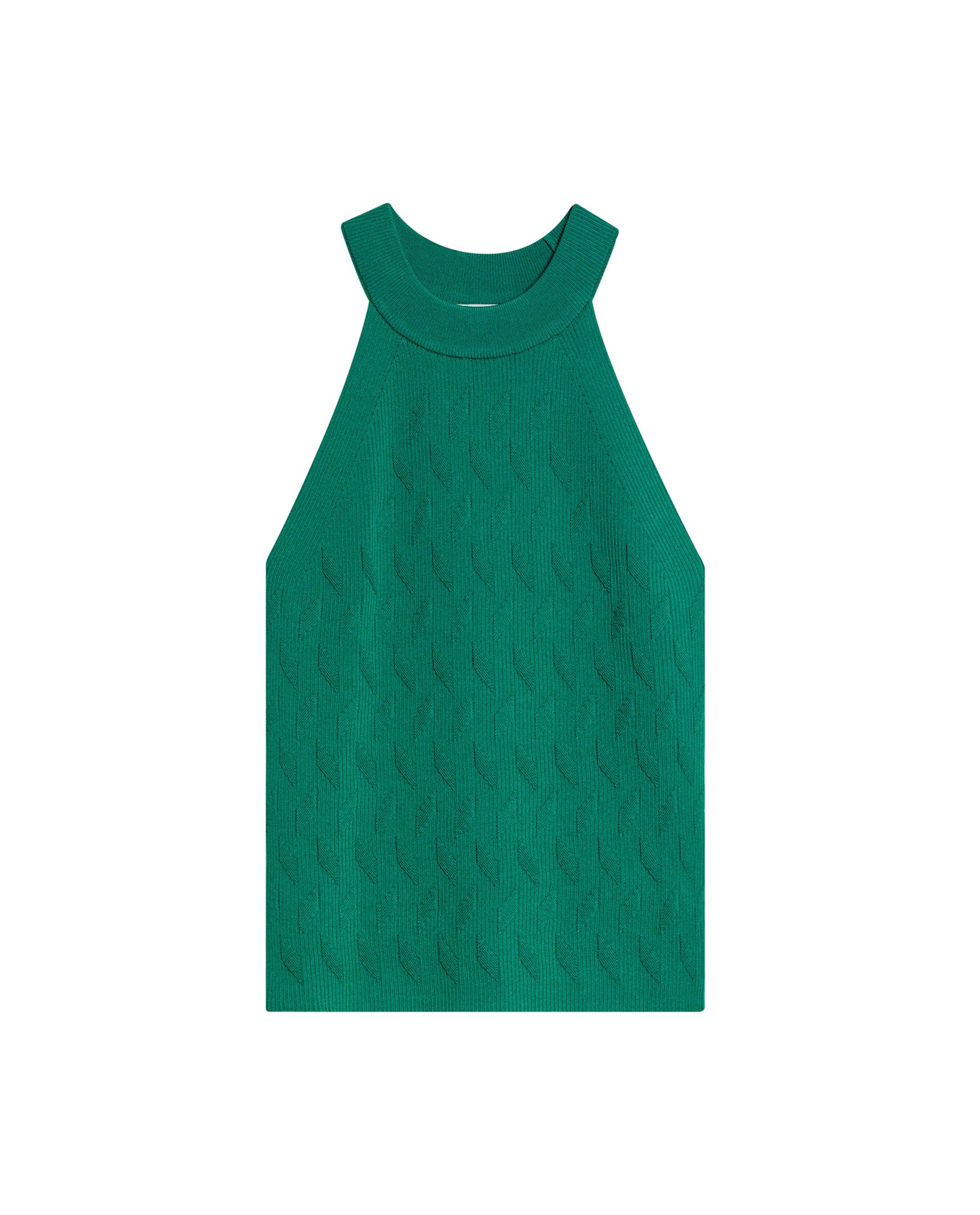 Womens Top Knit Mini Channel Halter Neck Viscose Blend - Green 63_791H002_VER170619_3