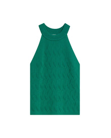 Womens Top Knit Mini Channel Halter Neck Viscose Blend - Green 63_791H002_VER170619_3