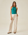 Womens Top Knit Mini Channel Halter Neck Viscose Blend - Green 63_791H002_VER170619_4