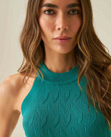 Womens Top Knit Mini Channel Halter Neck Viscose Blend - Green 63_791H002_VER170619_5