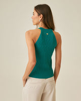 Womens Top Knit Mini Channel Halter Neck Viscose Blend - Green 63_791H002_VER170619_6
