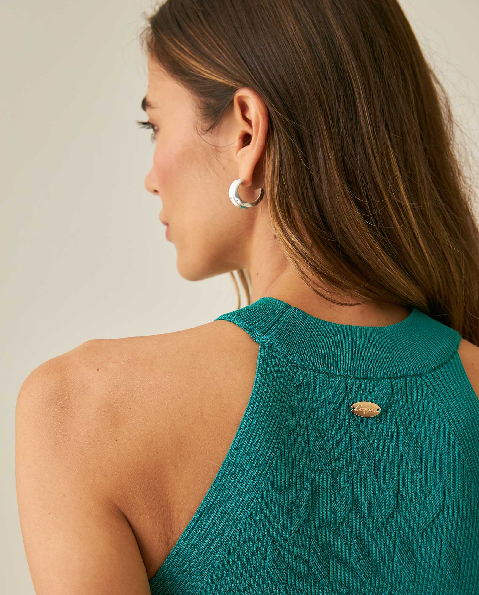 Womens Top Knit Mini Channel Halter Neck Viscose Blend - Green 63_791H002_VER170619_7
