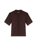 Womens Top Knit Ribbed Mandarin Collar Viscose Blend Super Lightweight Irregular Cuts Modern - Brown 63_791H006_CAF191016_3