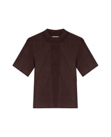 Womens Top Knit Ribbed Mandarin Collar Viscose Blend Super Lightweight Irregular Cuts Modern - Brown 63_791H006_CAF191016_3