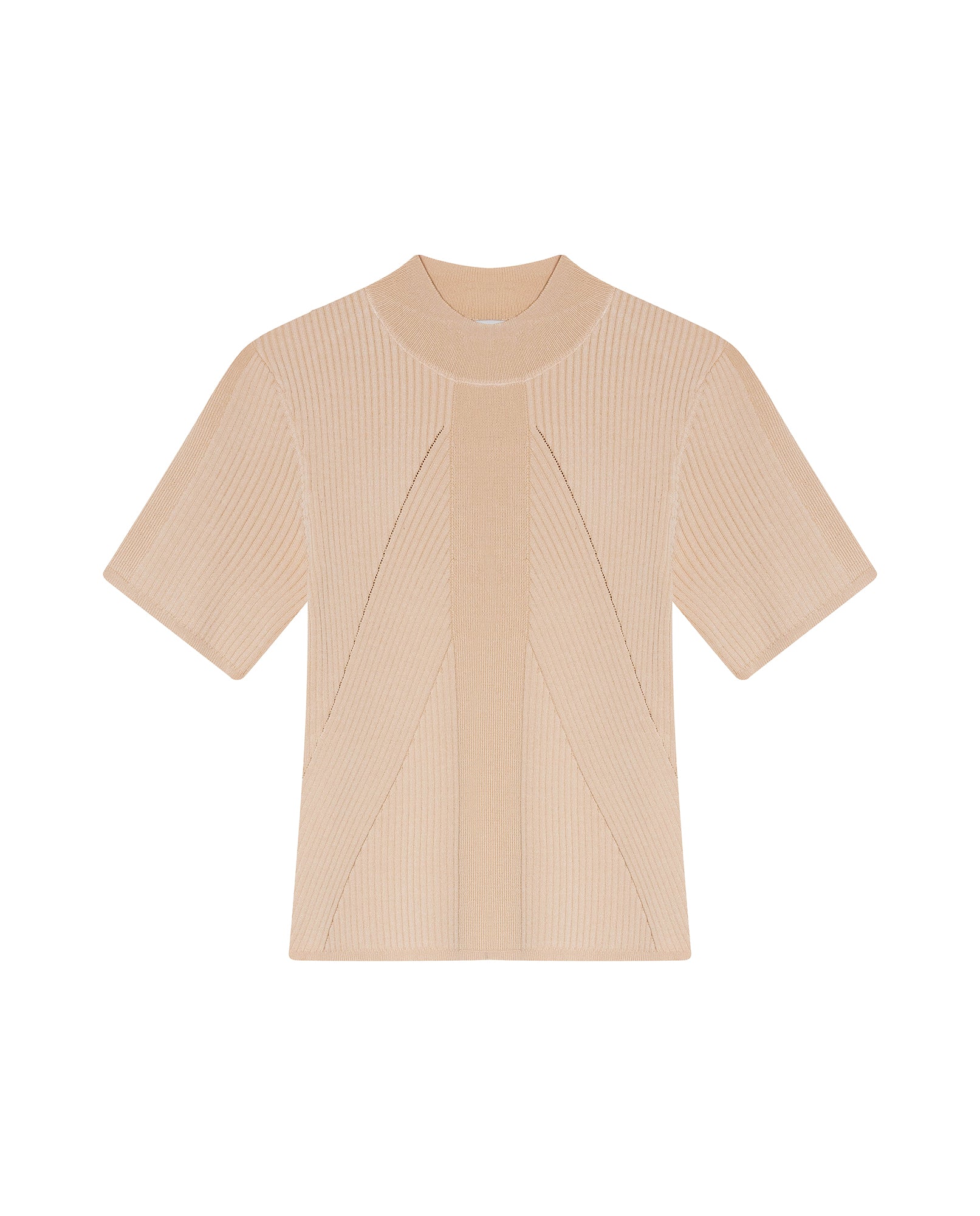 Womens Top Knit Ribbed Mandarin Collar Viscose Blend Super Lightweight Irregular Cuts Modern - Raw 63_791H006_CRU110103_3