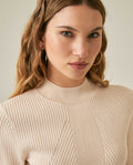 Womens Top Knit Ribbed Mandarin Collar Viscose Blend Super Lightweight Irregular Cuts Modern - Raw 63_791H006_CRU110103_5