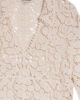 Womens Shirt Knit Crochet Style Cotton–Elastane Wide Sleeves V-Neck Shirt Collar - Raw 63_791H007_CRU110103_8