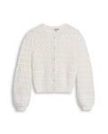 Womens Cardigan Knit Bomber Silhouette Cotton Medium Gauge Openwork Stitch Artisan Covered Buttons - Raw 63_791H008_CRU110103_3