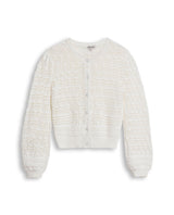 Womens Cardigan Knit Bomber Silhouette Cotton Medium Gauge Openwork Stitch Artisan Covered Buttons - Raw 63_791H008_CRU110103_3