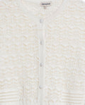 Womens Cardigan Knit Bomber Silhouette Cotton Medium Gauge Openwork Stitch Artisan Covered Buttons - Raw 63_791H008_CRU110103_8