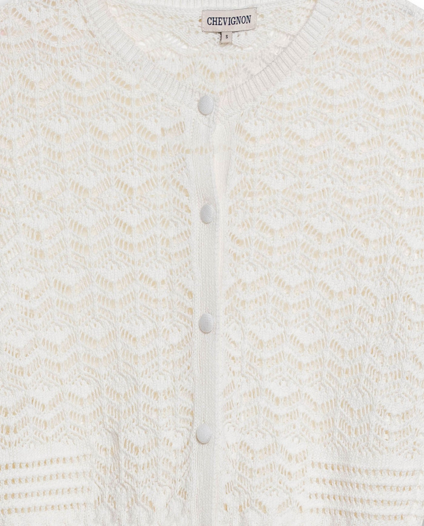 Womens Cardigan Knit Bomber Silhouette Cotton Medium Gauge Openwork Stitch Artisan Covered Buttons - Raw 63_791H008_CRU110103_8