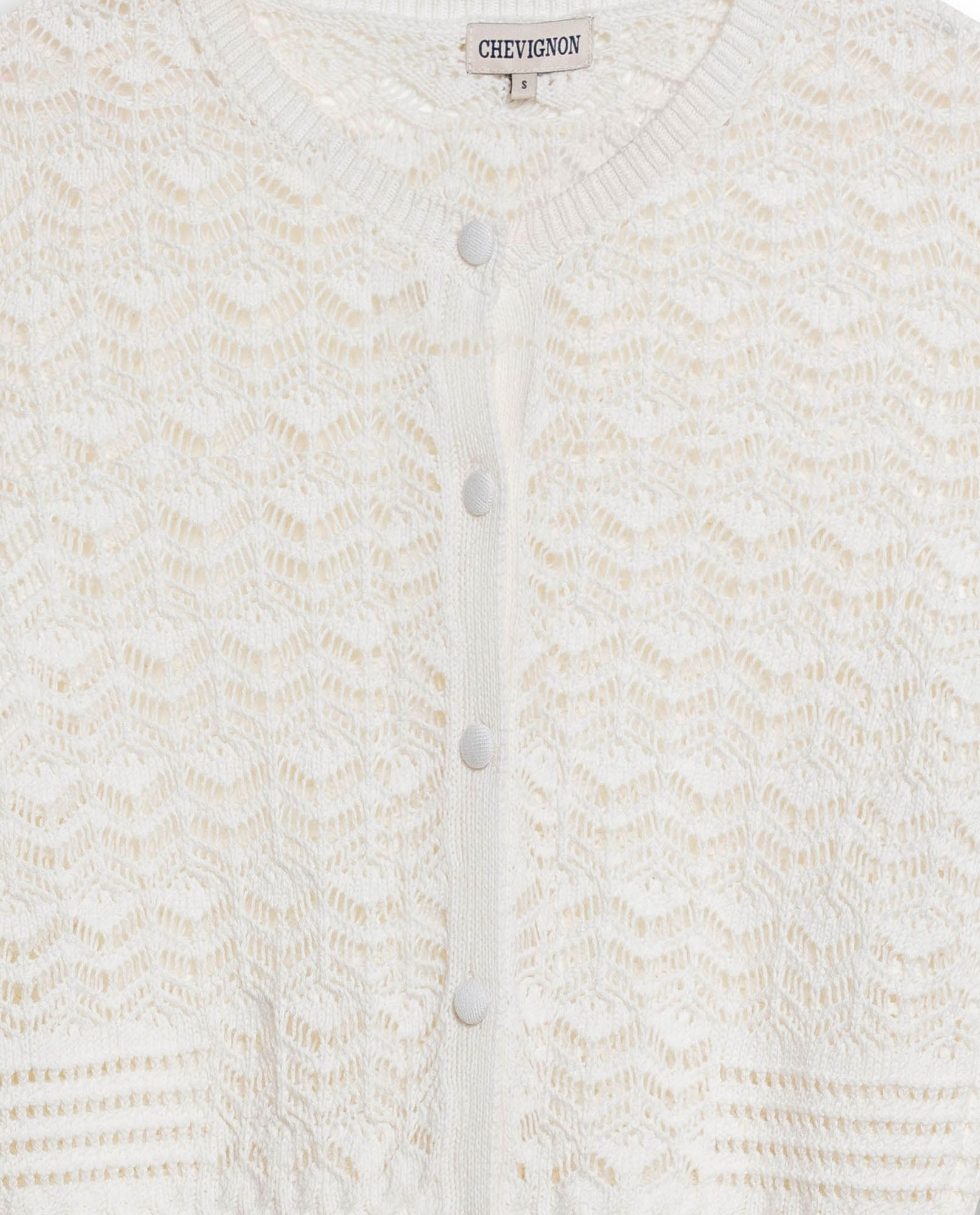 Womens Cardigan Knit Bomber Silhouette Cotton Medium Gauge Openwork Stitch Artisan Covered Buttons - Raw 63_791H008_CRU110103_8